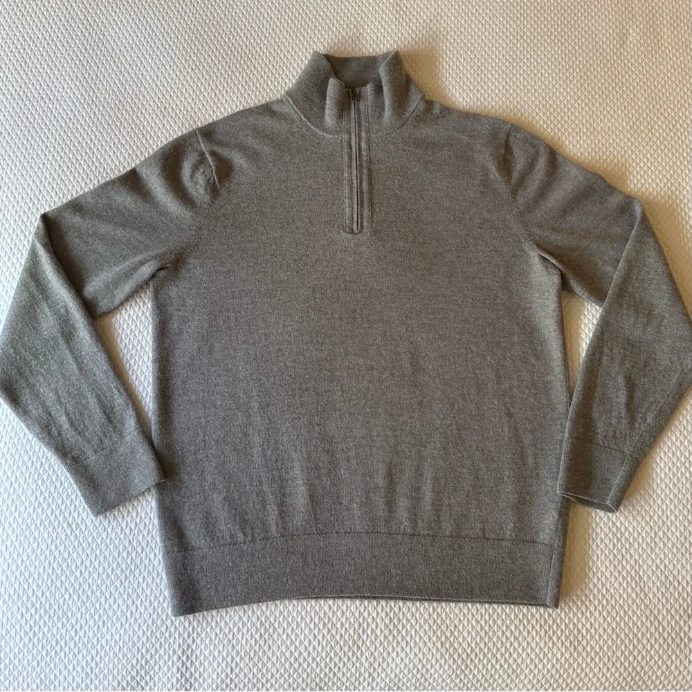 Banana Republic Men’s Merino Half Zip Sweater by Baruffa Charcoal Size‎ Large